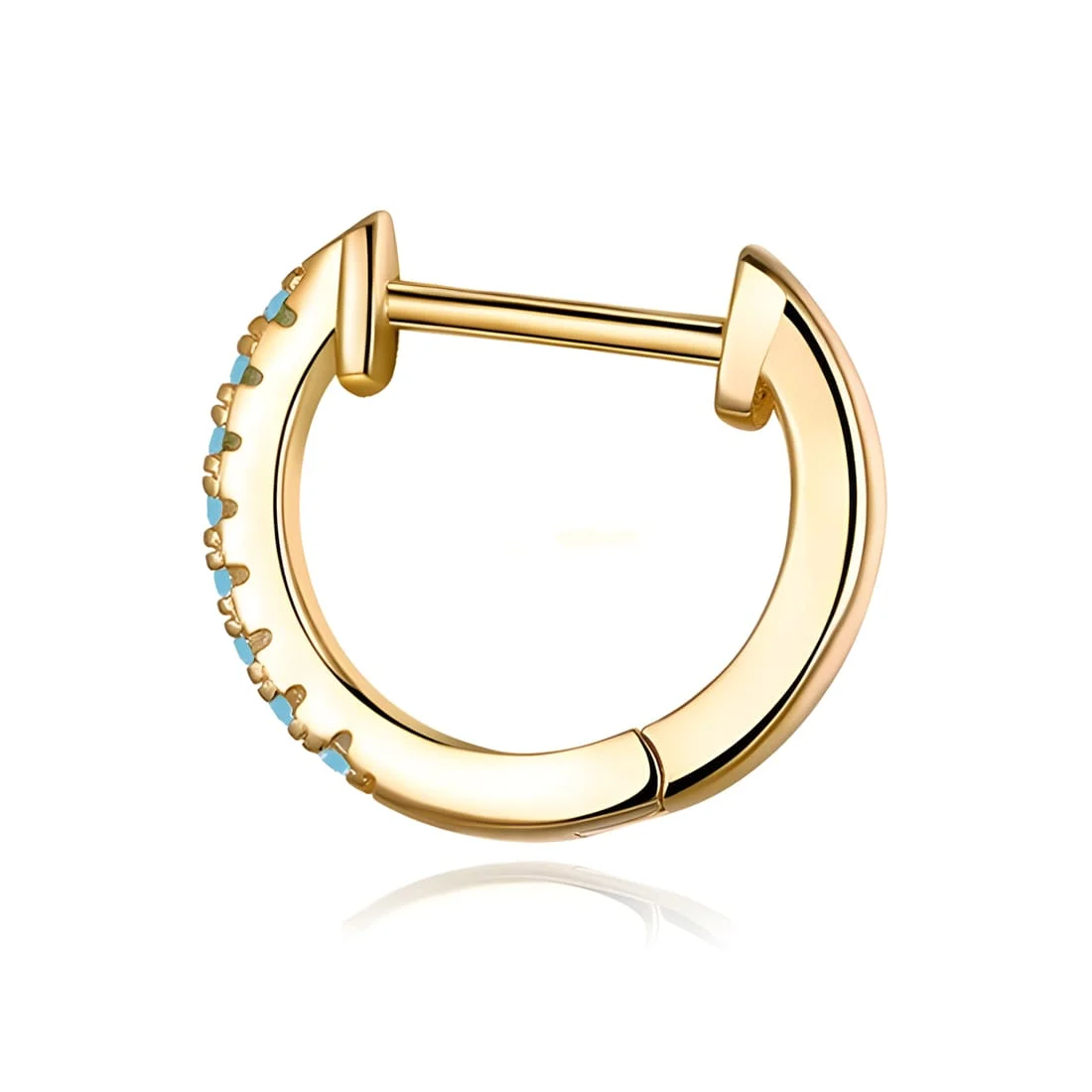 Pendientes de Aro Brillantes <myexti><span>Plata de Ley 925, chapada en oro amarillo, con circonitas azul claro</span></myexti> - Imagen 4