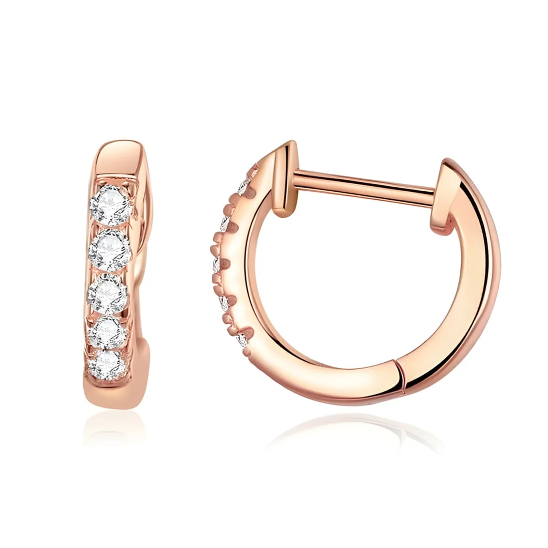 Pendientes de Aro Brillantes <myexti><span>Plata de Ley 925, chapada en oro rosa, con circonitas</span></myexti>