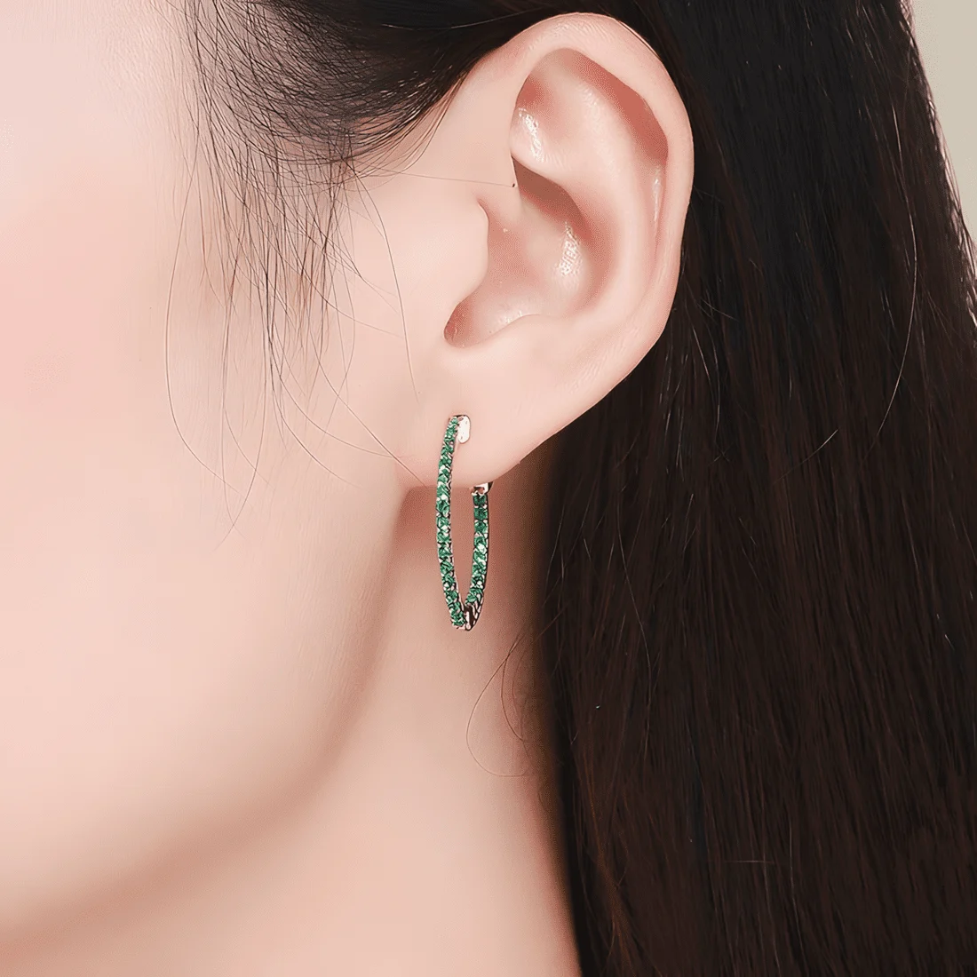 Pendientes de Aro Verdes <myexti><span>Plata de Ley 925, chapada en oro rosa, con circonitas verdes</span></myexti> - Imagen 2