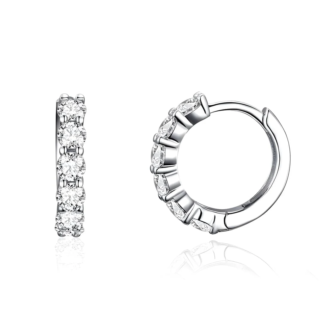 Pendientes de Aro Brillantes <myexti><span>Plata de Ley 925, chapada en oro blanco, con circonitas</span></myexti>