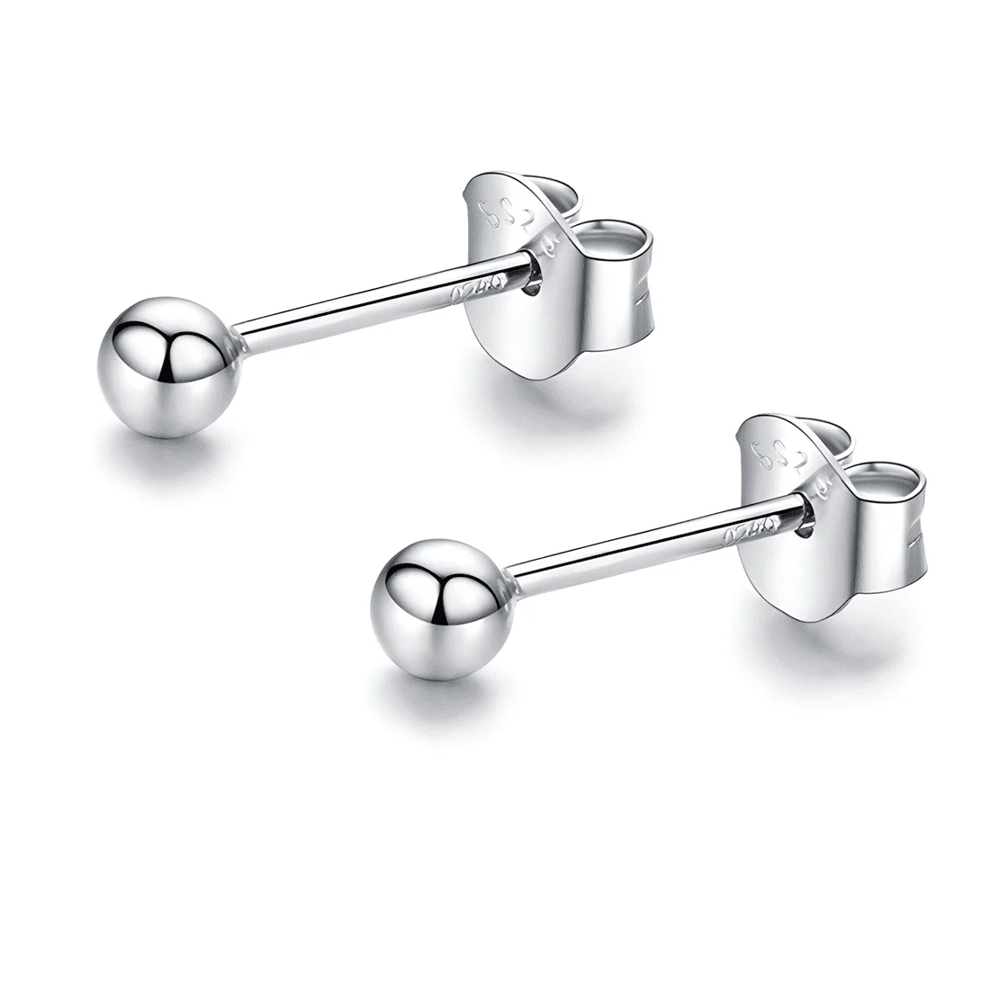 Pendientes de Botón con Esferas Pequeñas <myexti><span>Plata de Ley 925, chapada en oro blanco, en estilo minimalista</span></myexti>