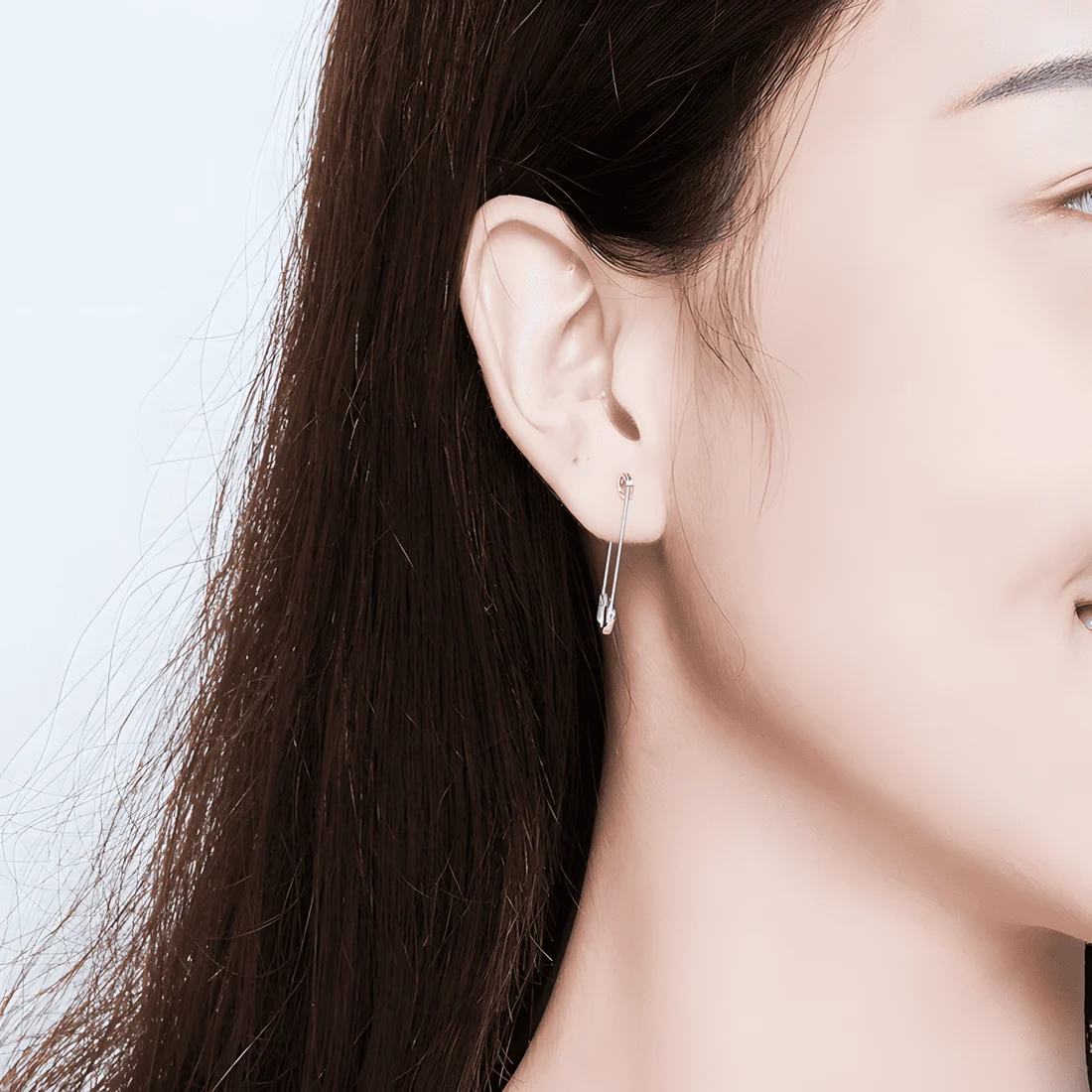 Pendientes Colgantes con Broches <myexti><span>Plata de Ley 925, chapada en oro blanco</span></myexti> - Imagen 2