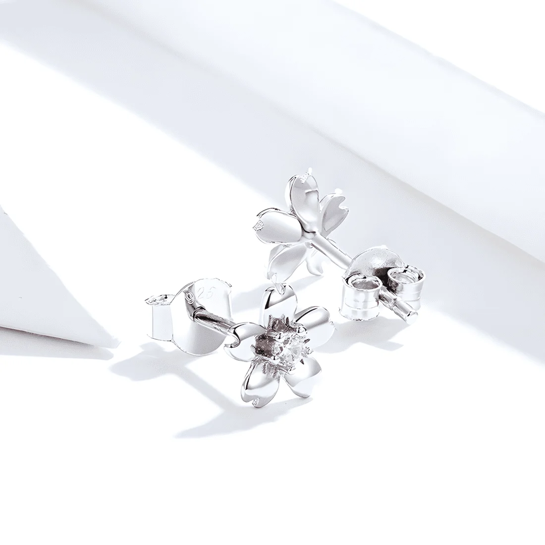 Pendientes de Botón Flores de Sakura <myexti><span>Plata de Ley 925, chapada en oro blanco, con circonitas rosas</span></myexti> - Imagen 4