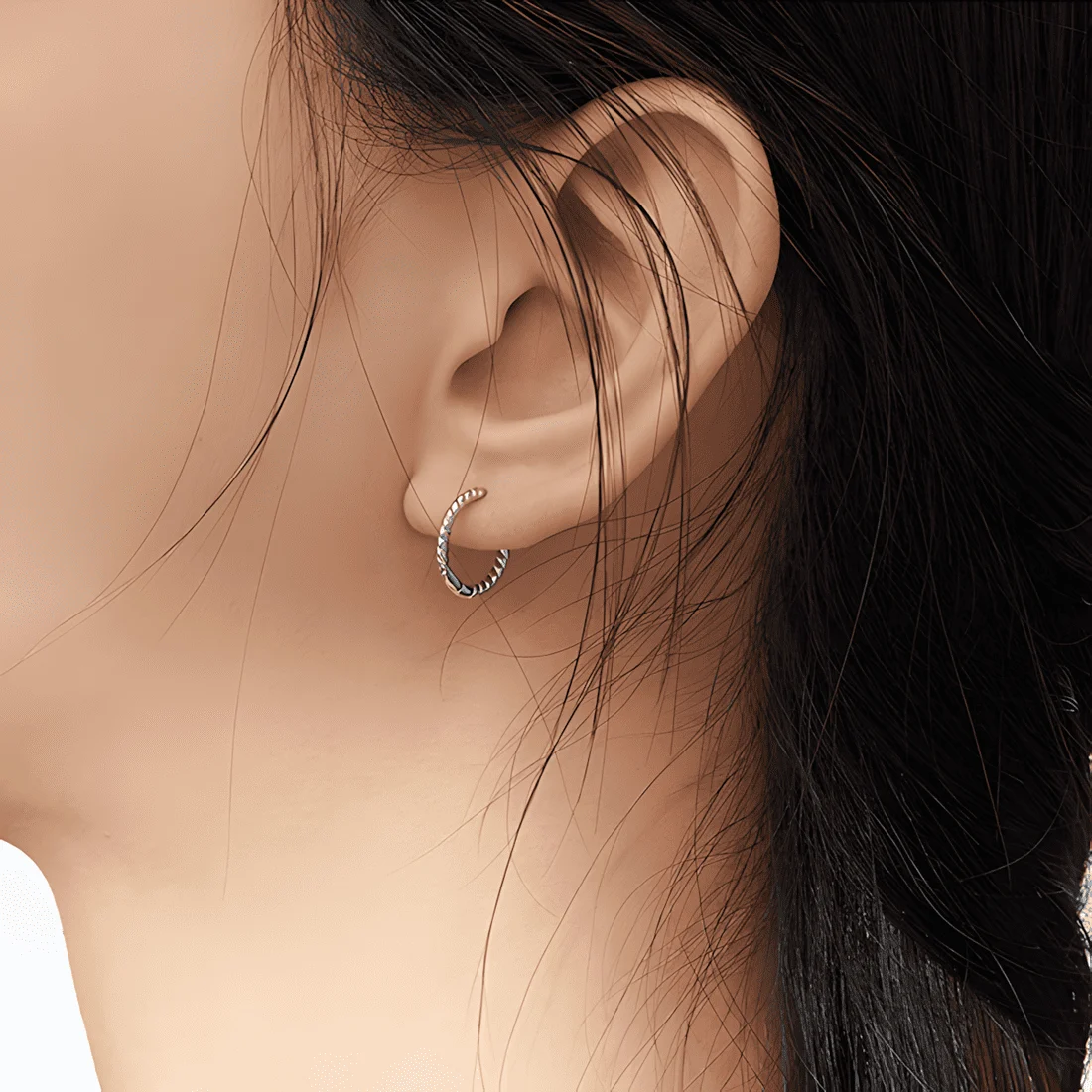 Pendientes de Aro Torcidos <myexti><span>Plata de Ley 925, chapada en oro blanco</span></myexti> - Imagen 2