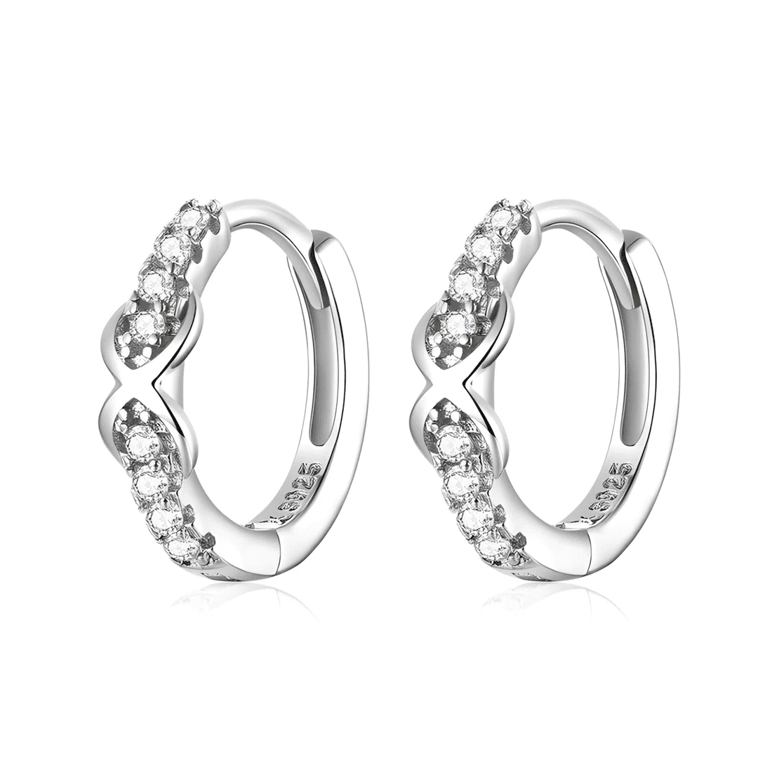 Pendientes de Aro Infinito Brillantes <myexti><span>Plata de Ley 925, chapada en oro blanco, con circonitas</span></myexti>