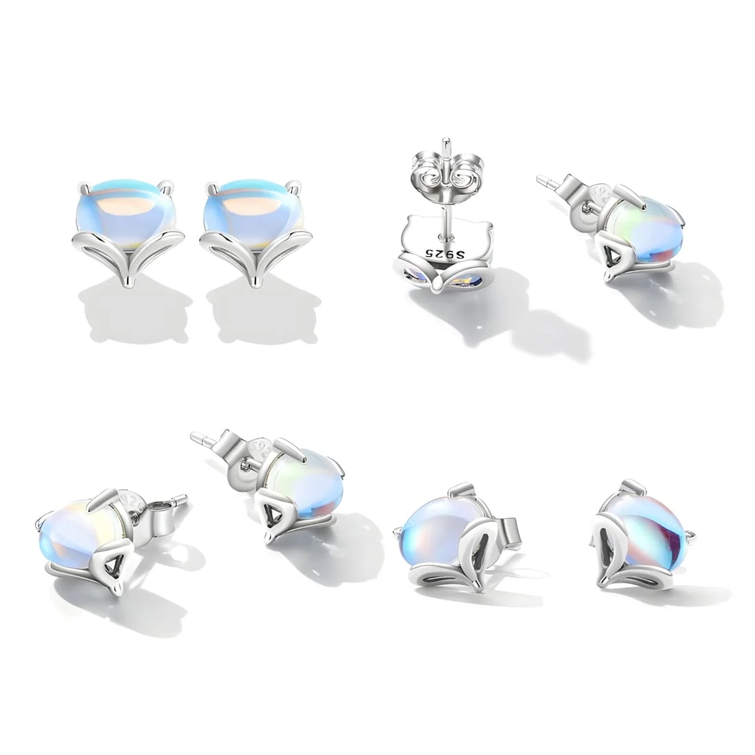 Pendientes de Zorros con Ópalo <myexti><span>Plata de Ley 925, chapada en oro blanco</span></myexti> - Imagen 4