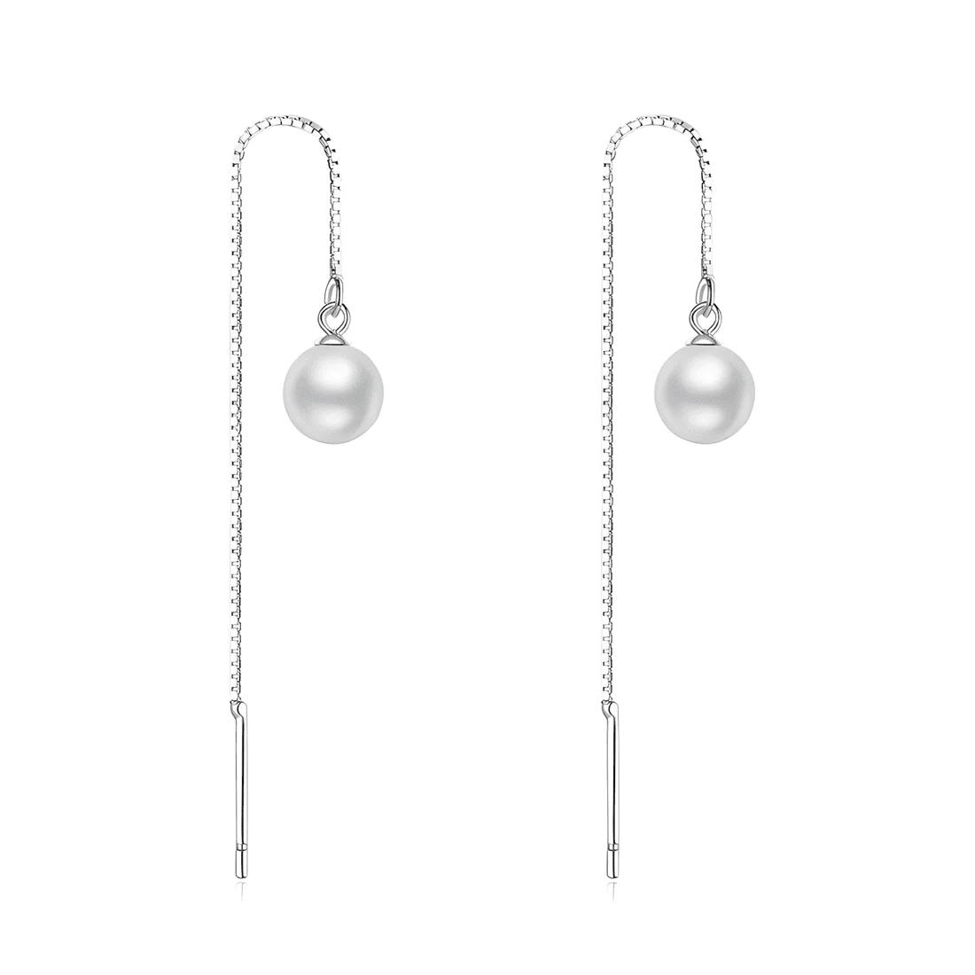 Pendientes de Hilo con Perlas <myexti><span>Plata de Ley 925, chapada en oro blanco, con perlas naturales</span></myexti>