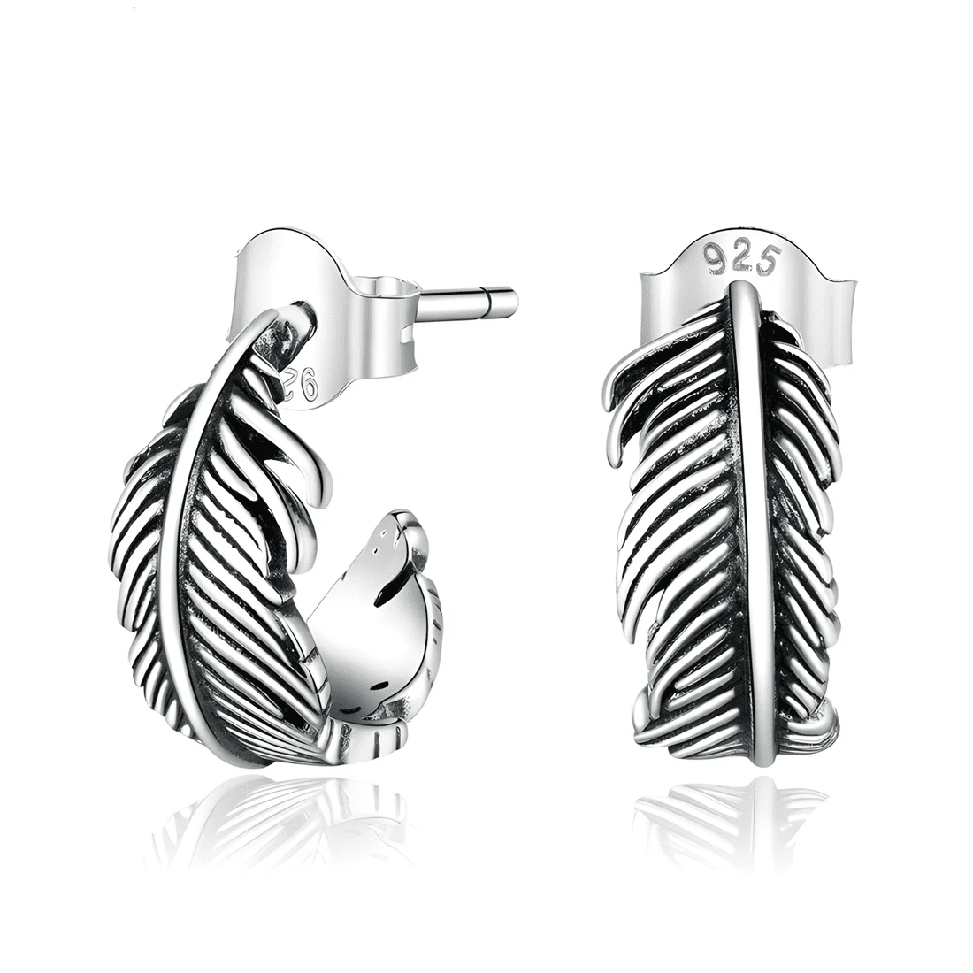 Pendientes de Aro con Plumas <myexti><span>Plata de Ley 925, chapada en oro blanco</span></myexti>
