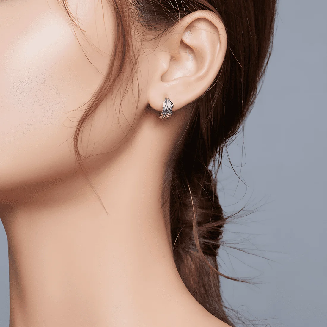 Pendientes de Aro con Plumas <myexti><span>Plata de Ley 925, chapada en oro blanco</span></myexti> - Imagen 2