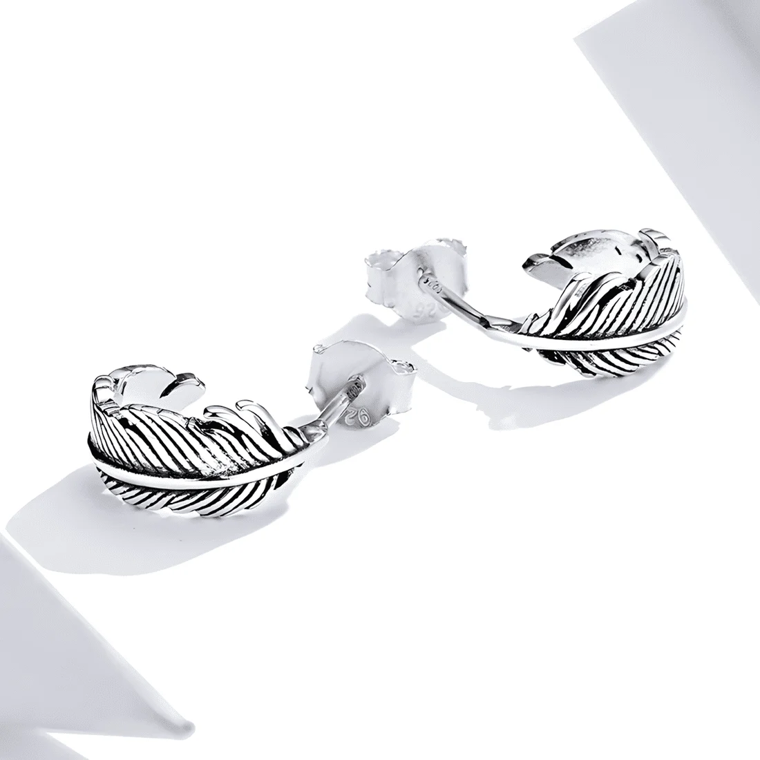 Pendientes de Aro con Plumas <myexti><span>Plata de Ley 925, chapada en oro blanco</span></myexti> - Imagen 4