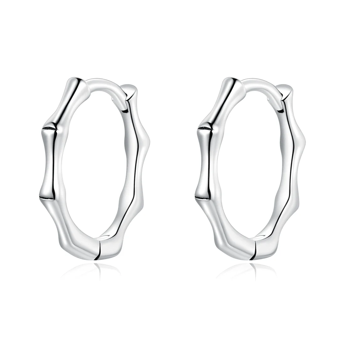 Pendientes de Aro Bambú <myexti><span>Plata de Ley 925, chapada en oro blanco</span></myexti>