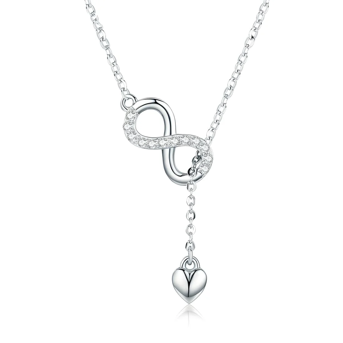 Collar Corazón Infinito <myexti><span>Plata de Ley 925, chapada en oro blanco, con circonitas y longitud ajustable</span></myexti>