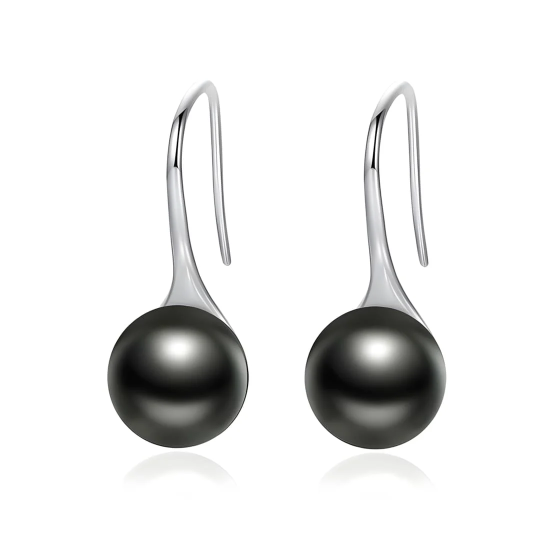 Pendientes de Gota con Perla Negra <myexti><span>Plata de Ley 925, chapada en oro blanco</span></myexti>