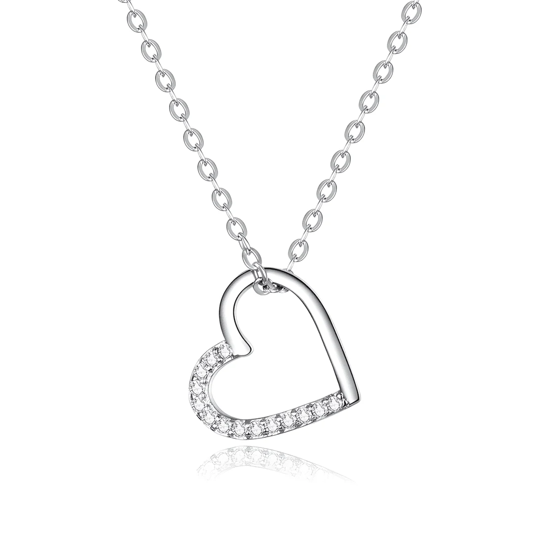 Collar Corazón Brillante <myexti><span>Plata de Ley 925, chapada en oro blanco, con circonitas y longitud ajustable</span></myexti>