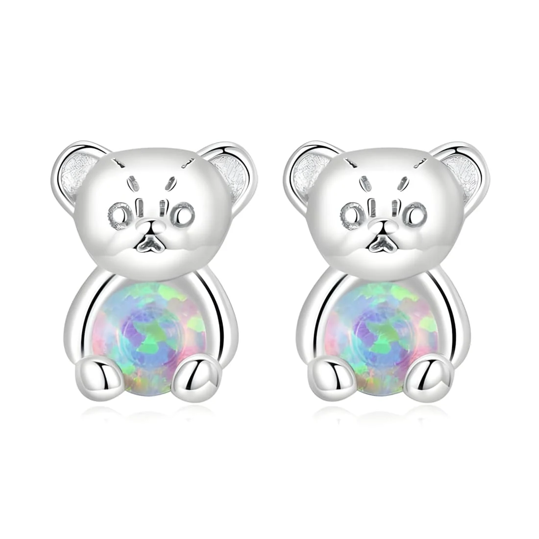 Pendientes de Ositos con Ópalos <myexti><span>Plata de Ley 925, chapada en oro blanco, con ópalos</span></myexti>