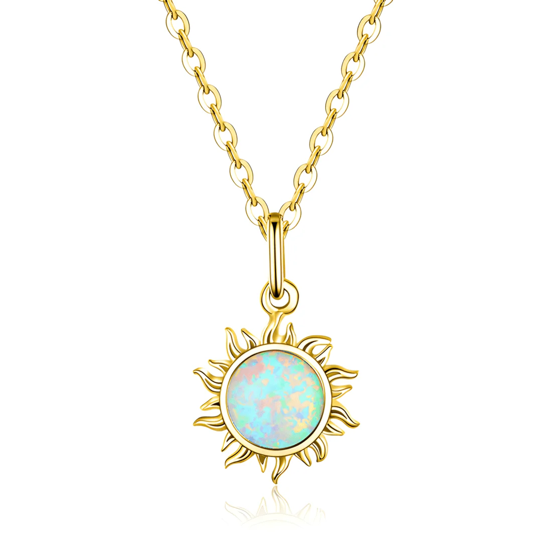 Collar de Sol <myexti><span>Plata de Ley 925, chapada en oro amarillo, con ópalo y longitud ajustable</span></myexti>