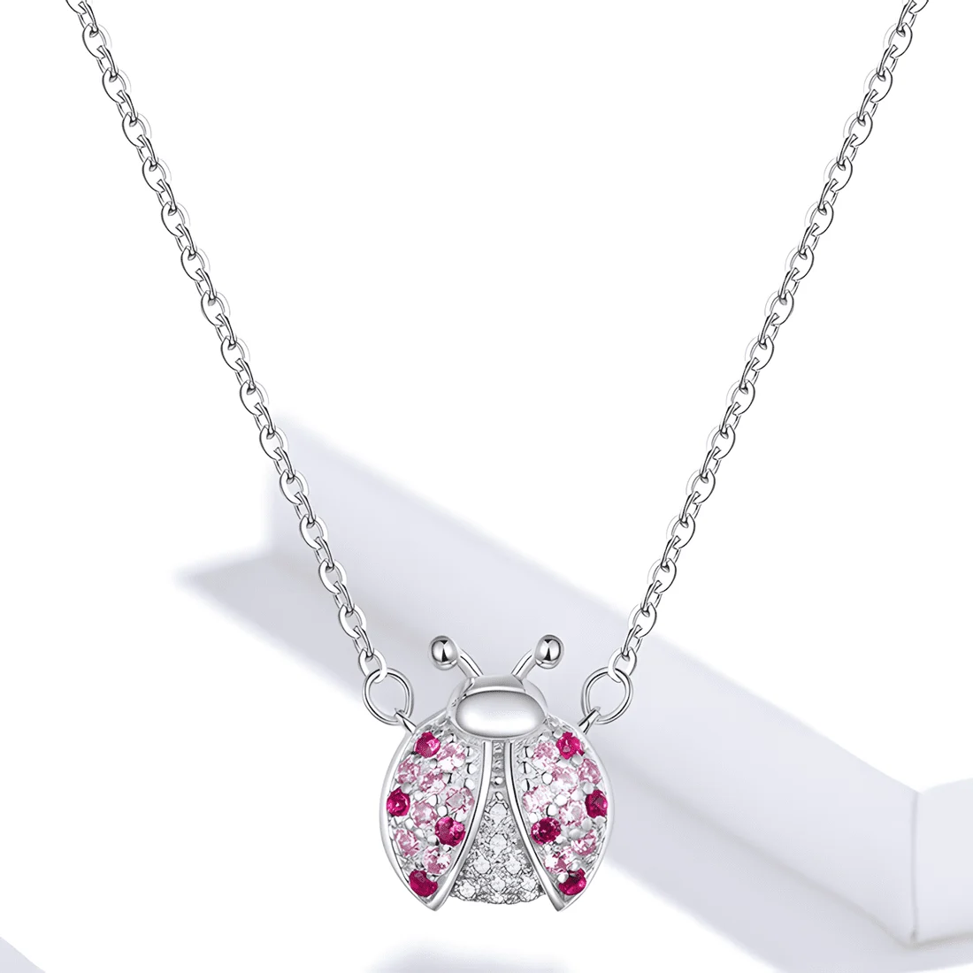 Collar de Mariquita <myexti><span>Plata de Ley 925, chapada en oro blanco, con circonitas de colores y longitud ajustable</span></myexti> - Imagen 3