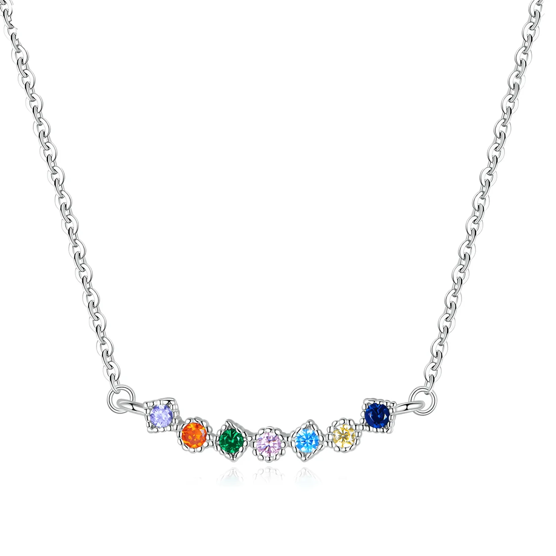 Collar Arcoíris <myexti><span>Plata de Ley 925, chapada en oro blanco, con circonitas de colores y longitud ajustable</span></myexti>