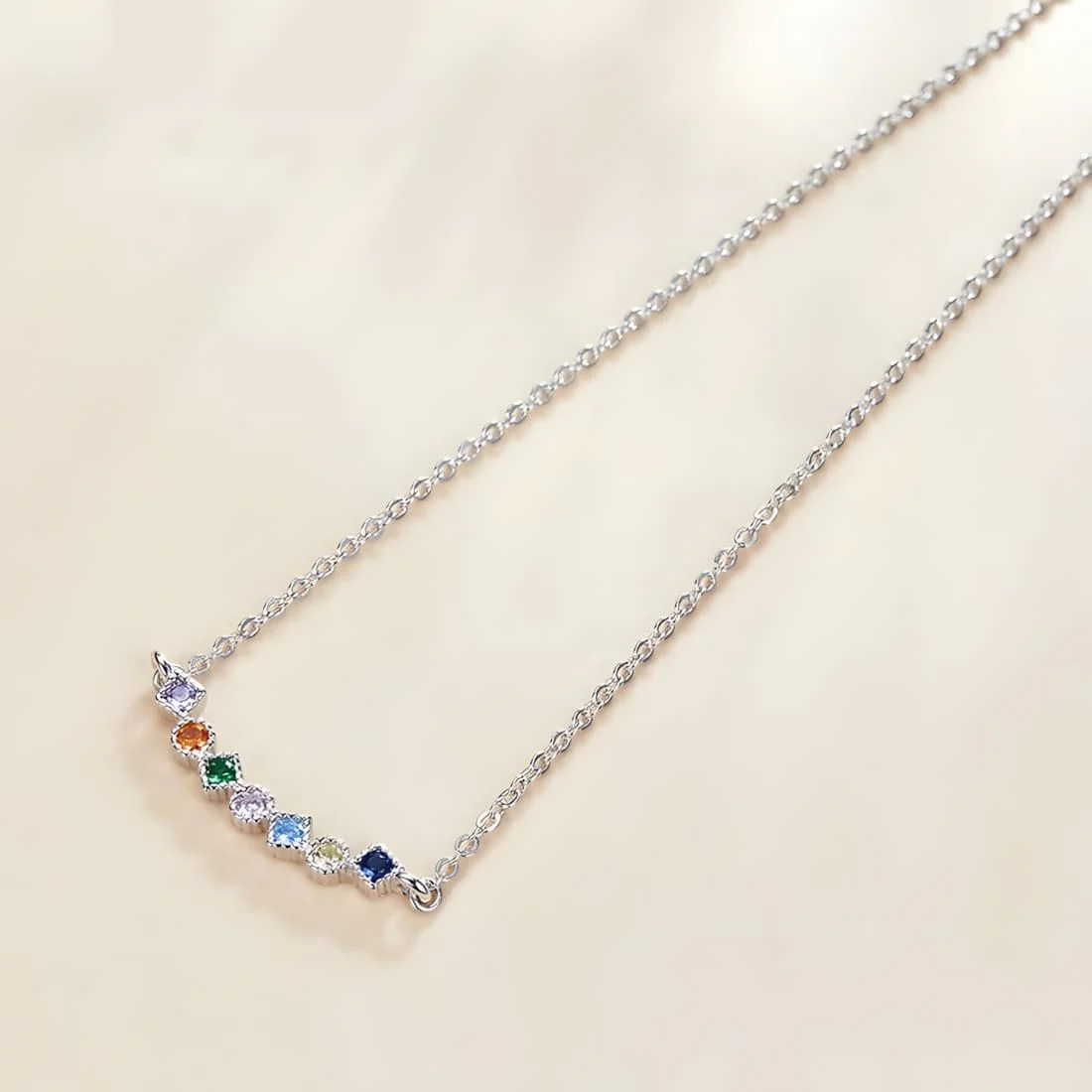 Collar Arcoíris <myexti><span>Plata de Ley 925, chapada en oro blanco, con circonitas de colores y longitud ajustable</span></myexti> - Imagen 3