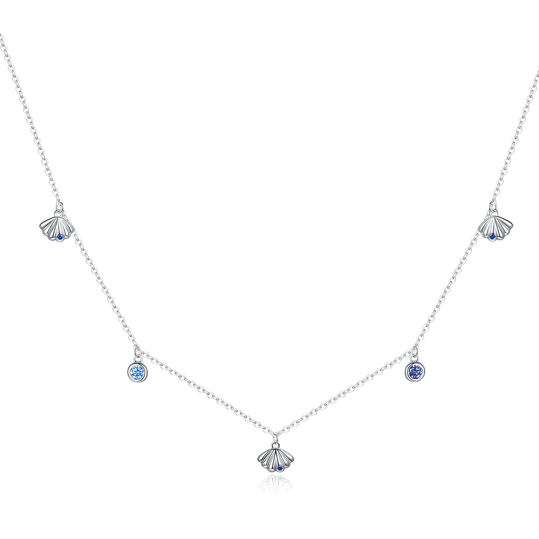 Collar de Conchas <myexti><span>Plata de Ley 925, chapada en oro blanco, con circonitas de colores y longitud ajustable</span></myexti>