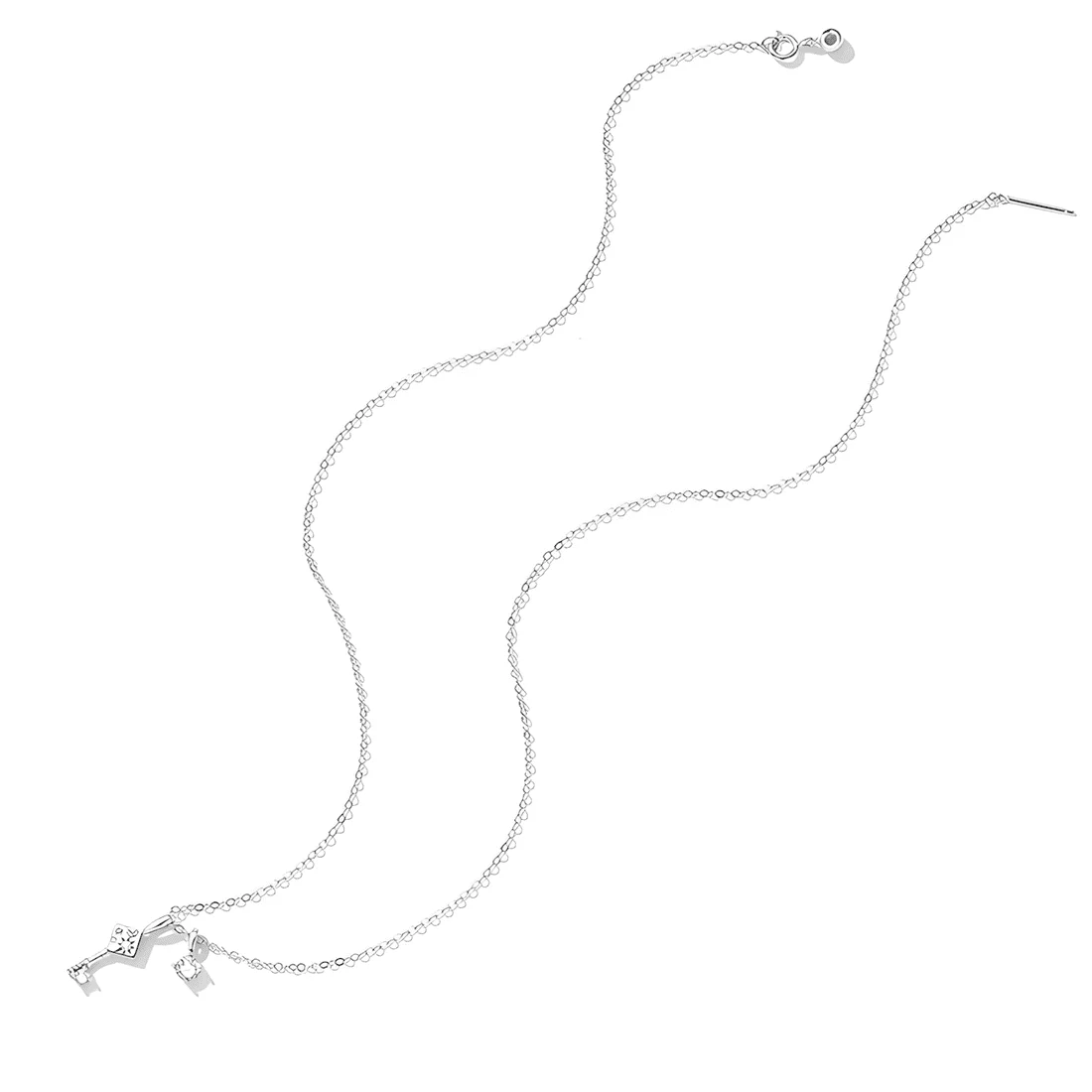 Collar Llave <myexti><span>Plata de Ley 925, chapada en oro blanco, con circonitas y longitud ajustable</span></myexti> - Imagen 4