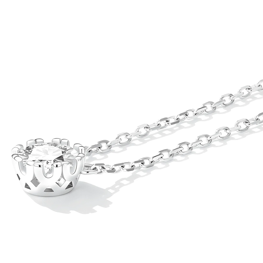 Collar Solitario <myexti><span>Plata de Ley 925, chapada en oro blanco, con circonita de corte redondo</span></myexti> - Imagen 3