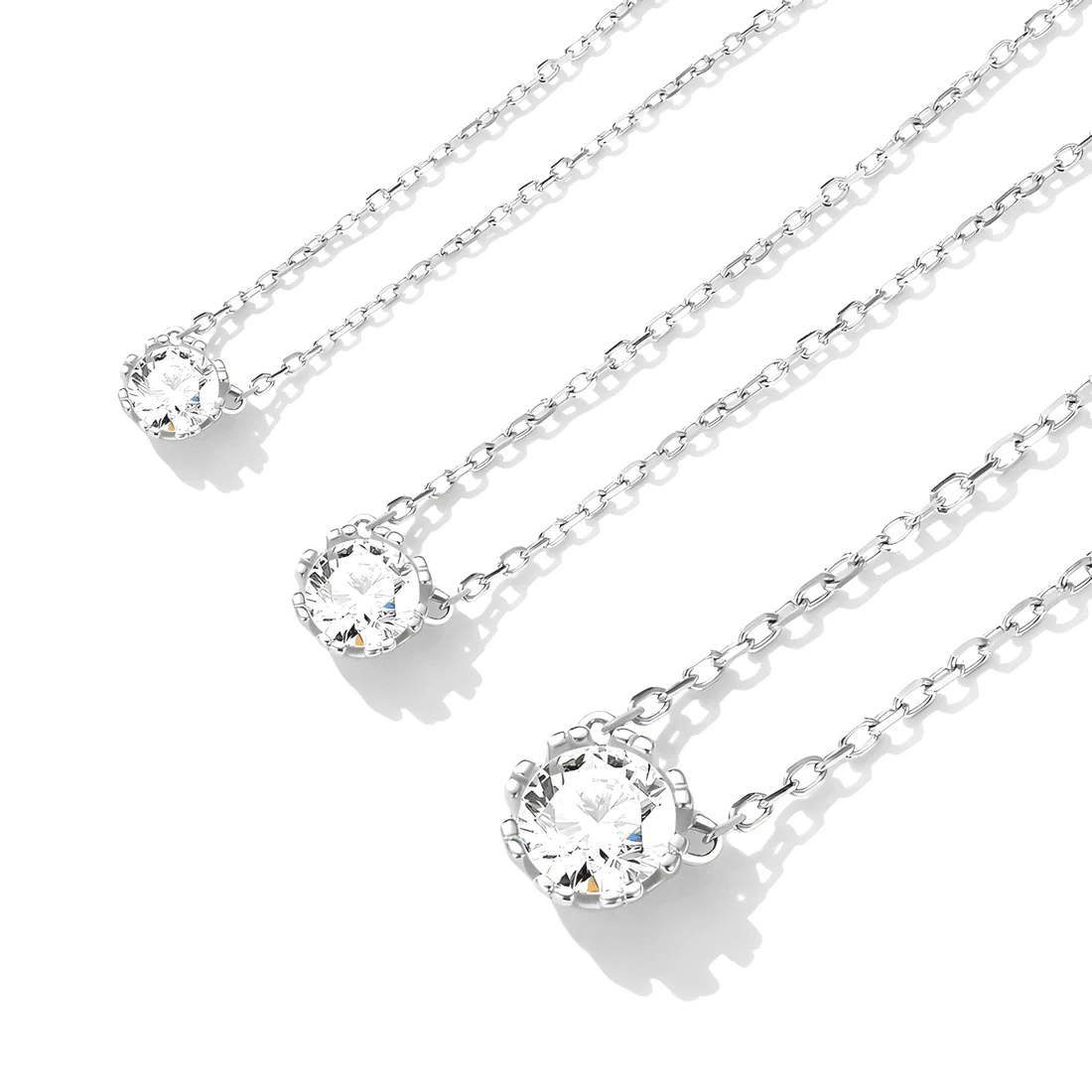 Collar Solitario <myexti><span>Plata de Ley 925, chapada en oro blanco, con circonita de corte redondo</span></myexti> - Imagen 4