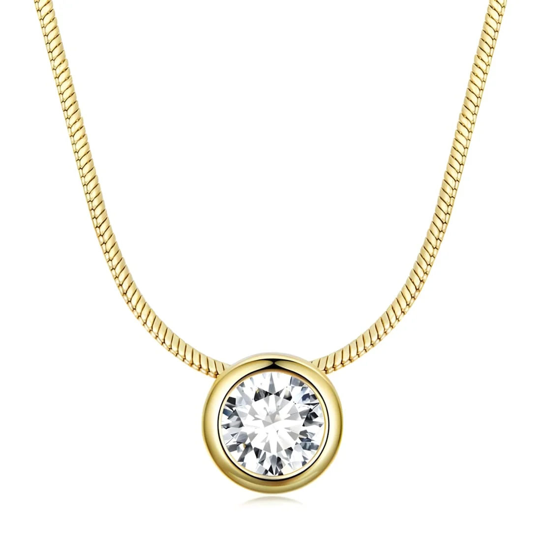 Collar con Engaste Bisel <myexti><span>Plata de Ley 925, chapada en oro amarillo, con circonitas y longitud ajustable</span></myexti>