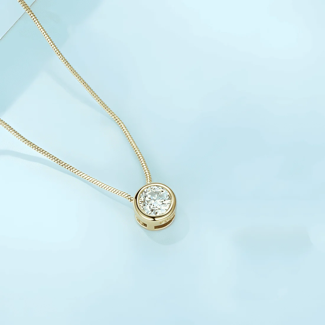 Collar con Engaste Bisel <myexti><span>Plata de Ley 925, chapada en oro amarillo, con circonitas y longitud ajustable</span></myexti> - Imagen 3