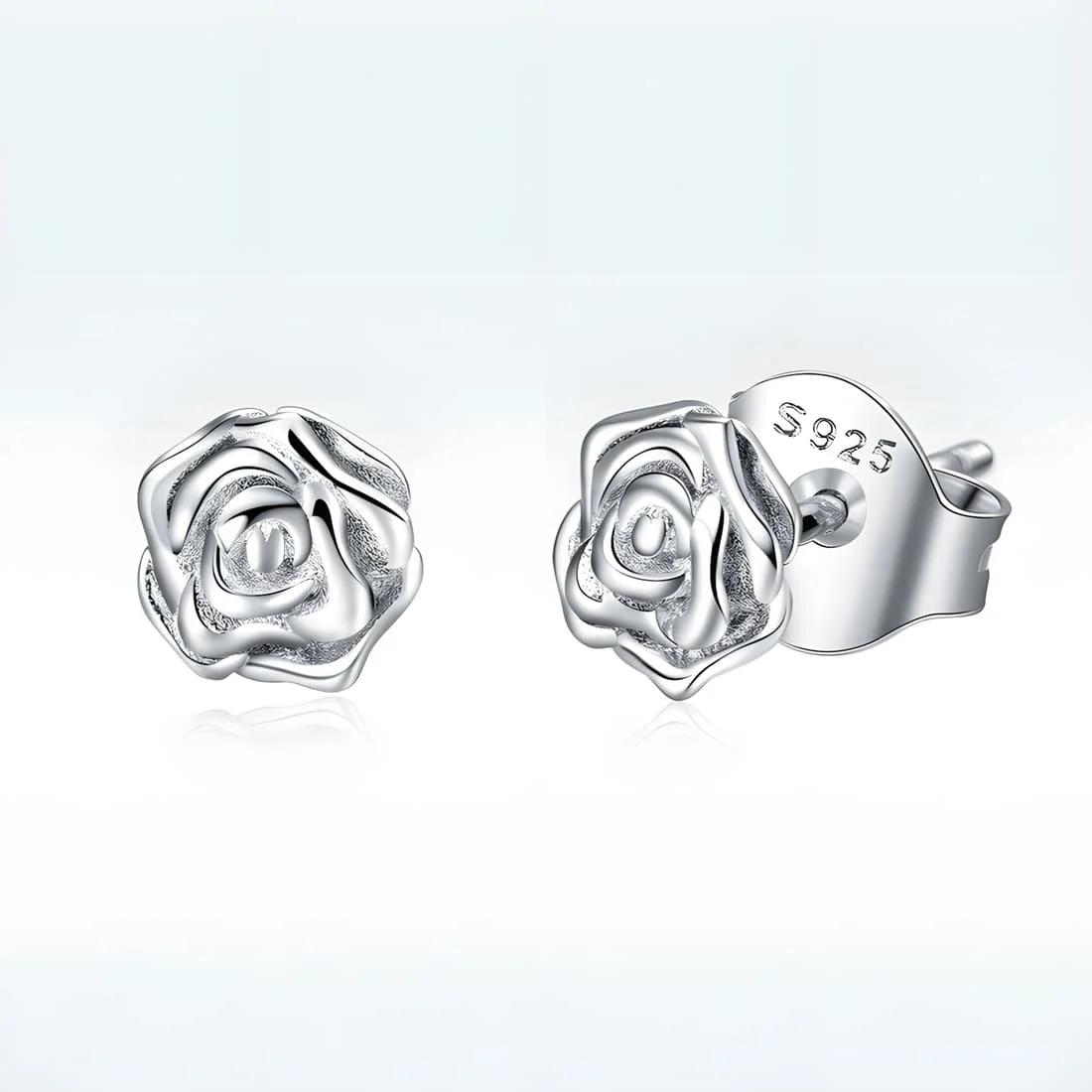 Pendientes de Botón Capullos de Rosa <myexti><span>Plata de Ley 925, chapada en oro blanco</span></myexti> - Imagen 3