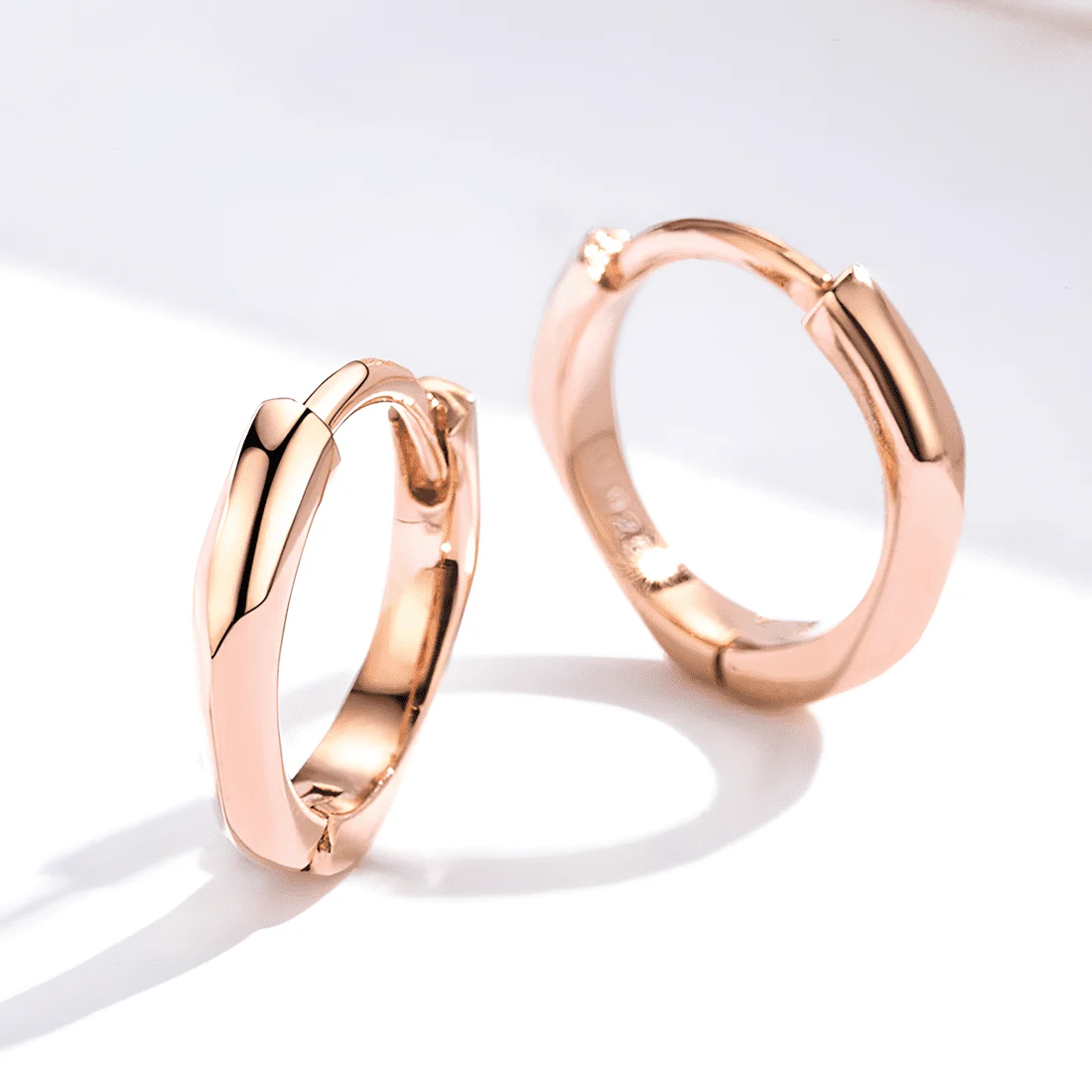 Pendientes de Aro Hexagonales <myexti><span>Plata de Ley 925, chapada en oro rosa</span></myexti> - Imagen 3