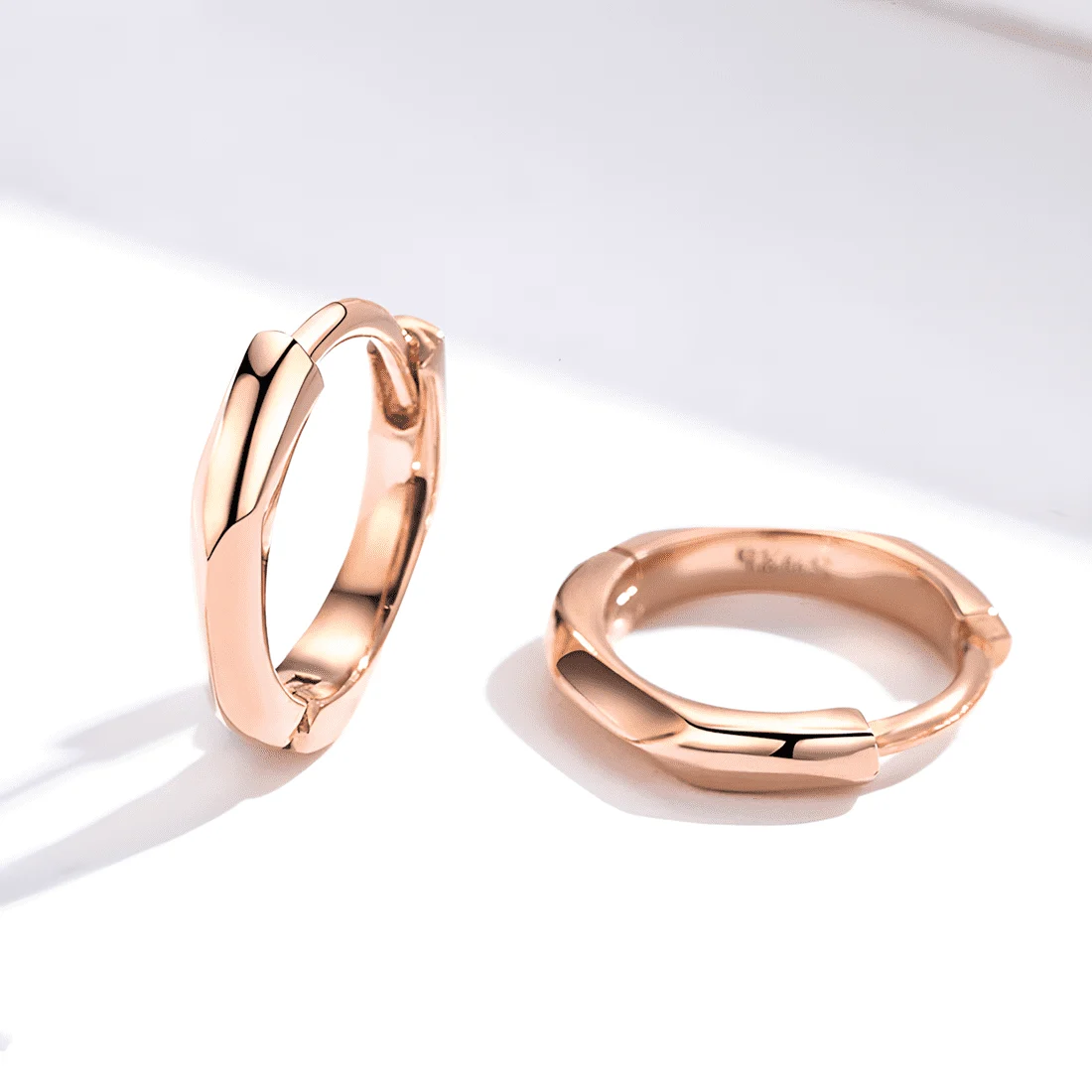 Pendientes de Aro Hexagonales <myexti><span>Plata de Ley 925, chapada en oro rosa</span></myexti> - Imagen 4