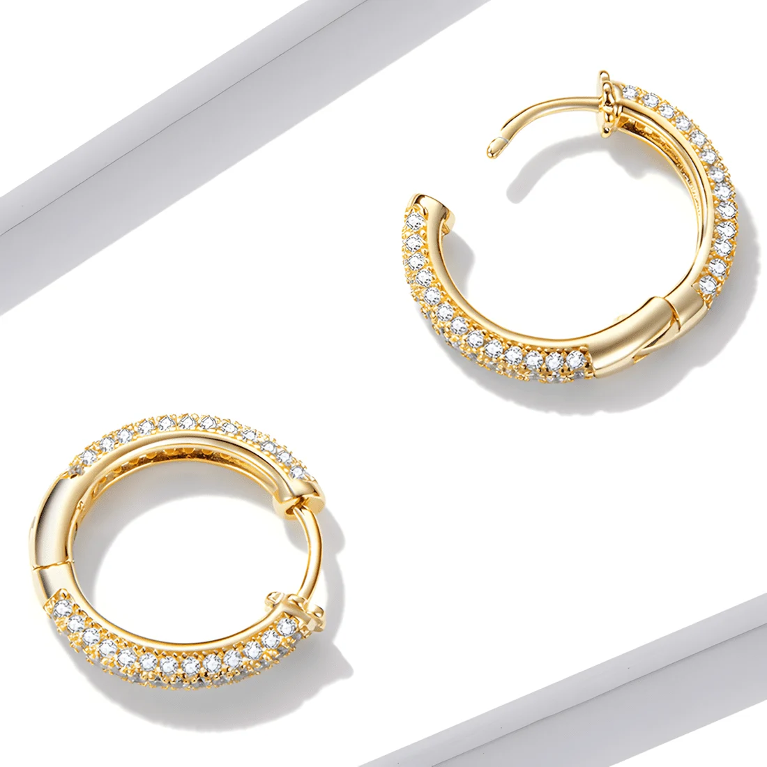 Pendientes de Aro Brillantes <myexti><span>Plata de Ley 925, chapada en oro amarillo, con circonitas</span></myexti> - Imagen 5