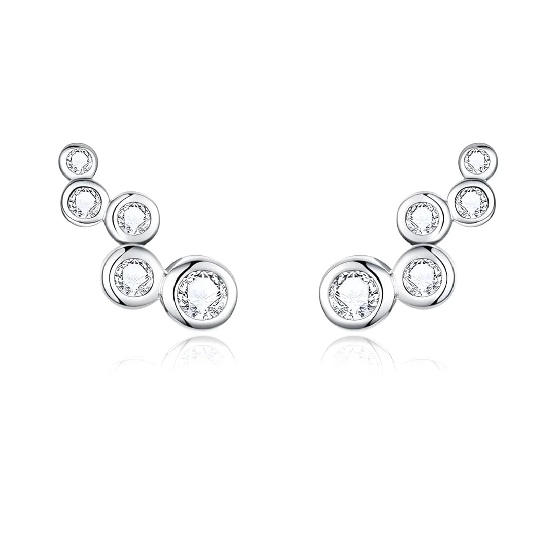Pendientes de Botón Burbujas <myexti><span>Plata de Ley 925, chapada en oro blanco, con circonitas</span></myexti>