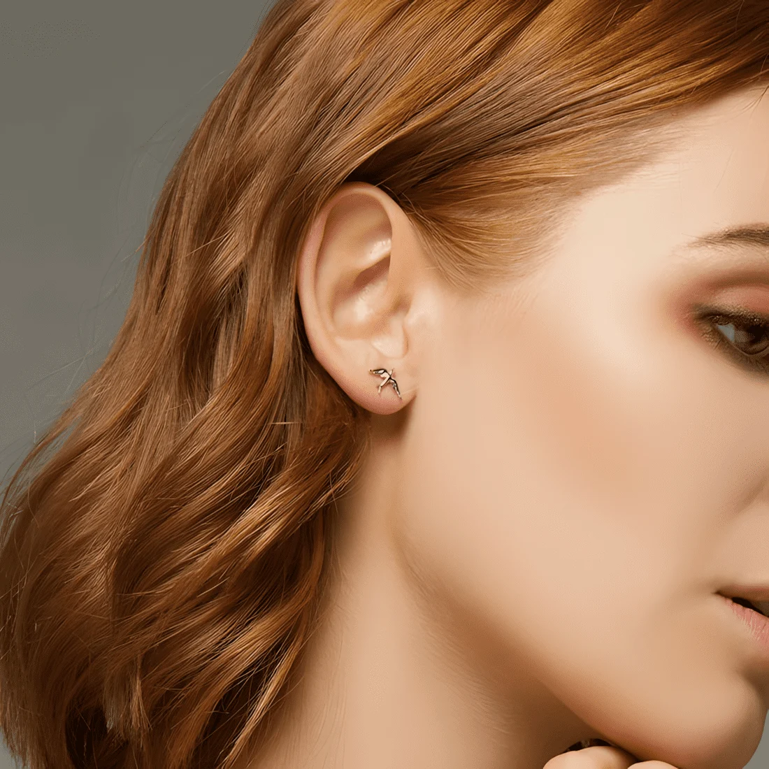 Pendientes de Botón Golondrinas <myexti><span>Plata de Ley 925, chapada en oro blanco</span></myexti> - Imagen 2