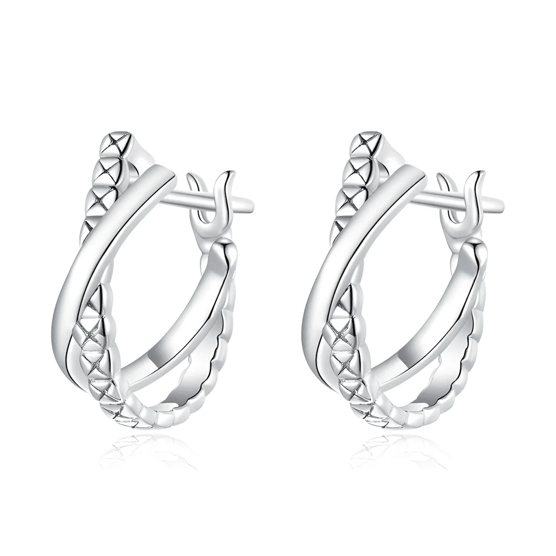 Pendientes de Aro Doble <myexti><span>Plata de Ley 925, chapada en oro blanco</span></myexti>