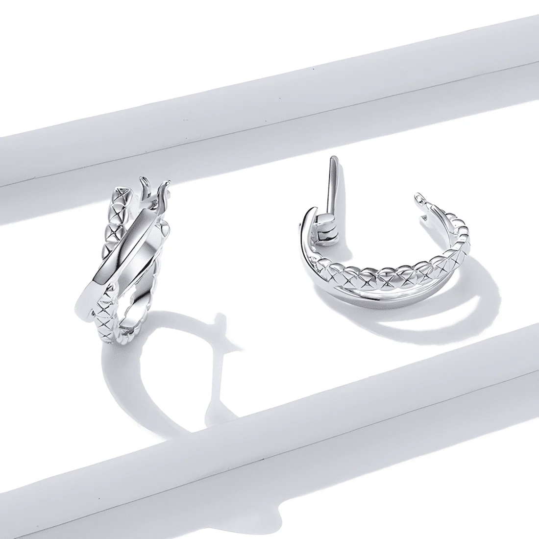 Pendientes de Aro Doble <myexti><span>Plata de Ley 925, chapada en oro blanco</span></myexti> - Imagen 5