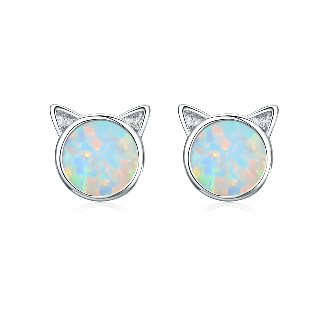 Pendientes de Gato con Ópalo <myexti><span>Plata de Ley 925, chapada en oro blanco, con ópalos</span></myexti>