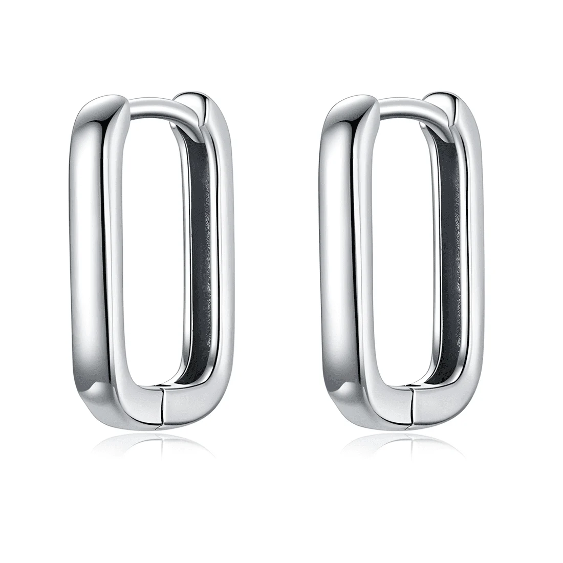 Pendientes de Aro Rectangulares <myexti><span>Plata de Ley 925, chapada en oro blanco, con diseño minimalista</span></myexti>