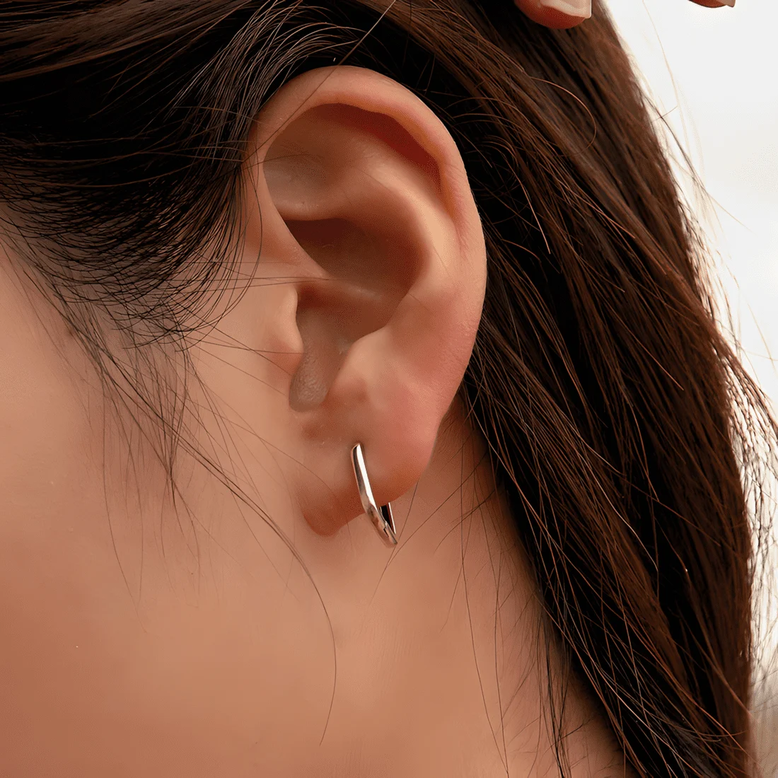 Pendientes de Aro Rectangulares <myexti><span>Plata de Ley 925, chapada en oro blanco, con diseño minimalista</span></myexti> - Imagen 2