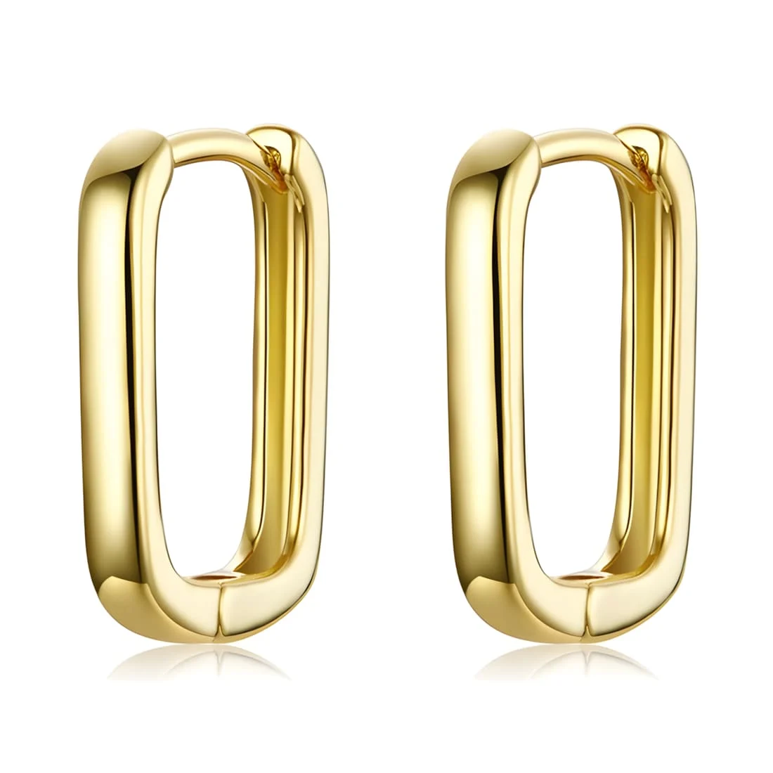 Pendientes de Aro Rectangulares <myexti><span>Plata de Ley 925, chapada en oro amarillo, con diseño minimalista</span></myexti>