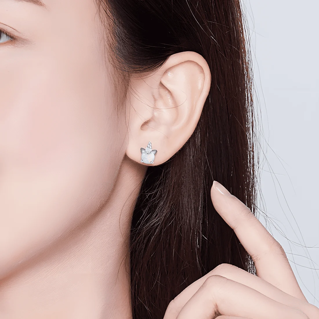 Pendientes de Gato Unicornio <myexti><span>Plata de Ley 925, chapada en oro blanco, con ópalos</span></myexti> - Imagen 2