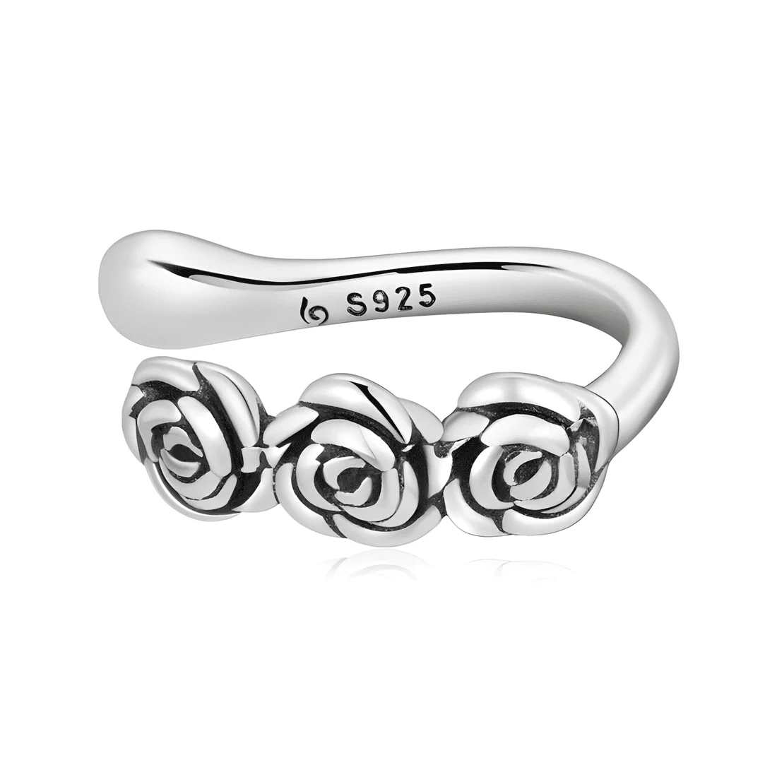 Puño para orejas Rosas <myexti><span>Plata de Ley 925, chapada en oro blanco</span></myexti>