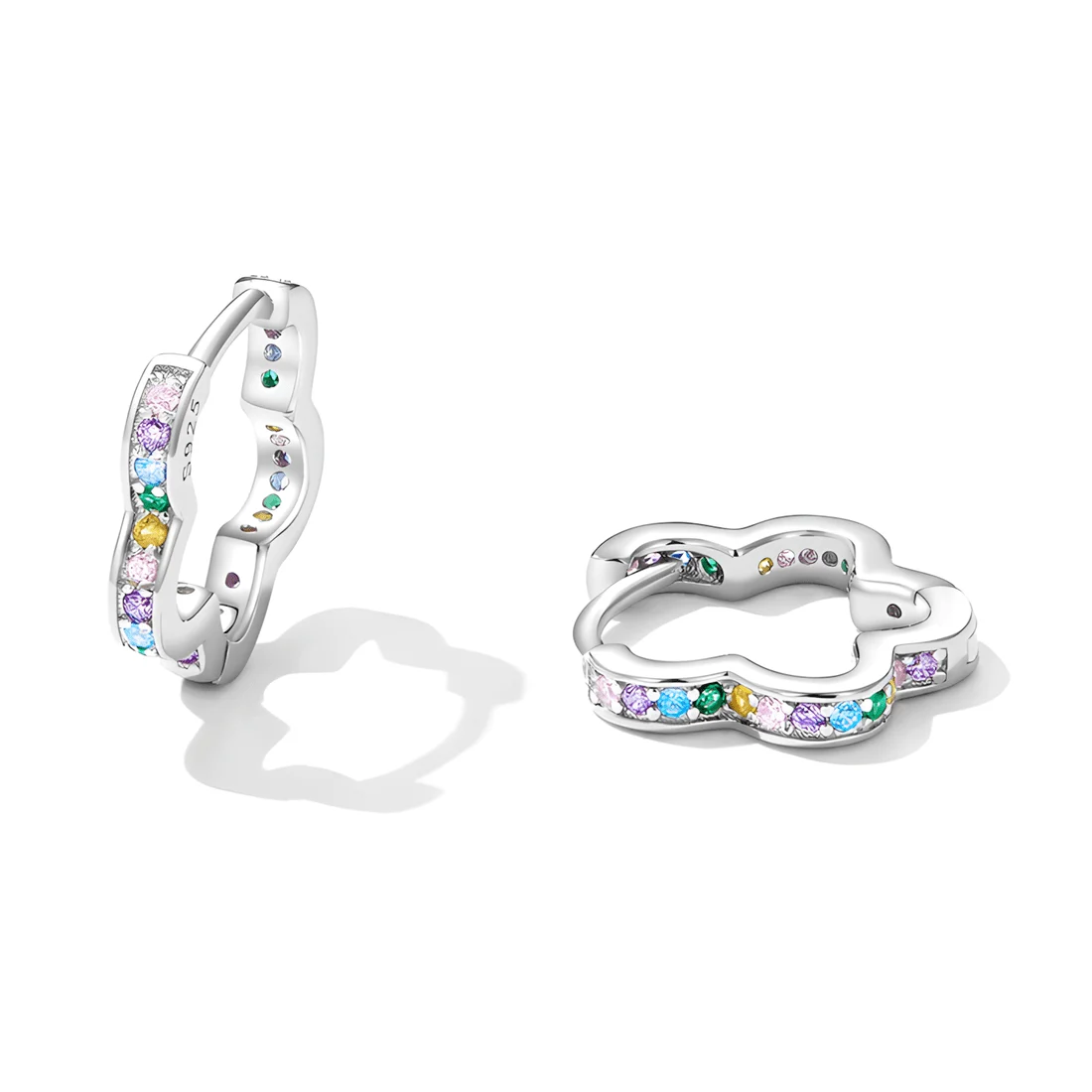 Pendientes de Aro con Flores <myexti><span>Plata de Ley 925, chapada en oro blanco, con circonitas de colores</span></myexti> - Imagen 3