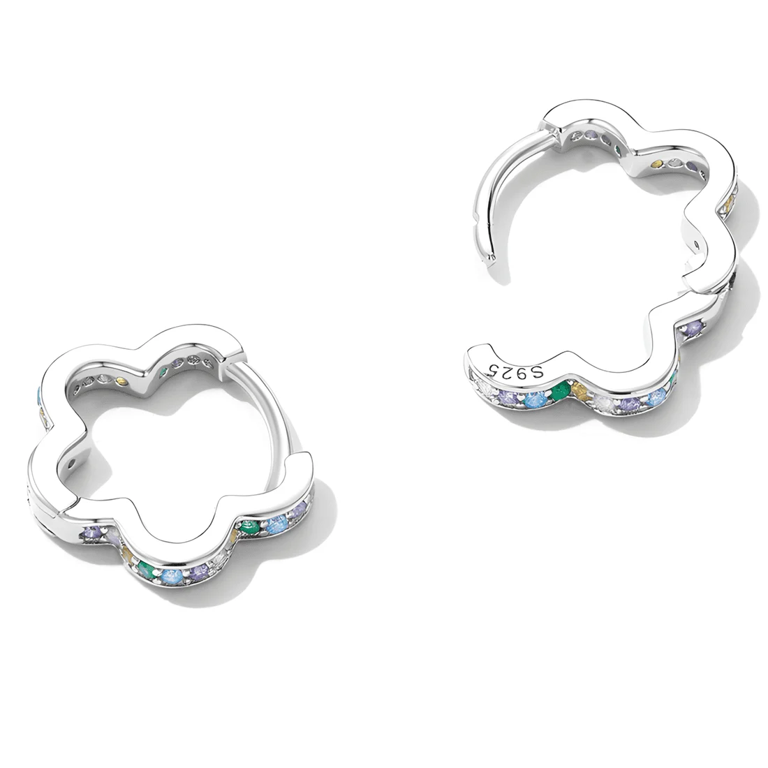 Pendientes de Aro con Flores <myexti><span>Plata de Ley 925, chapada en oro blanco, con circonitas de colores</span></myexti> - Imagen 4