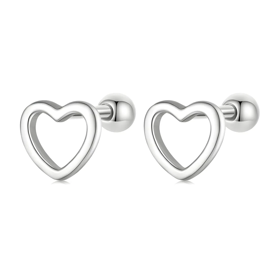 Pendientes de Botón Corazones Huecos <myexti><span>Plata de Ley 925, chapada en oro blanco</span></myexti>