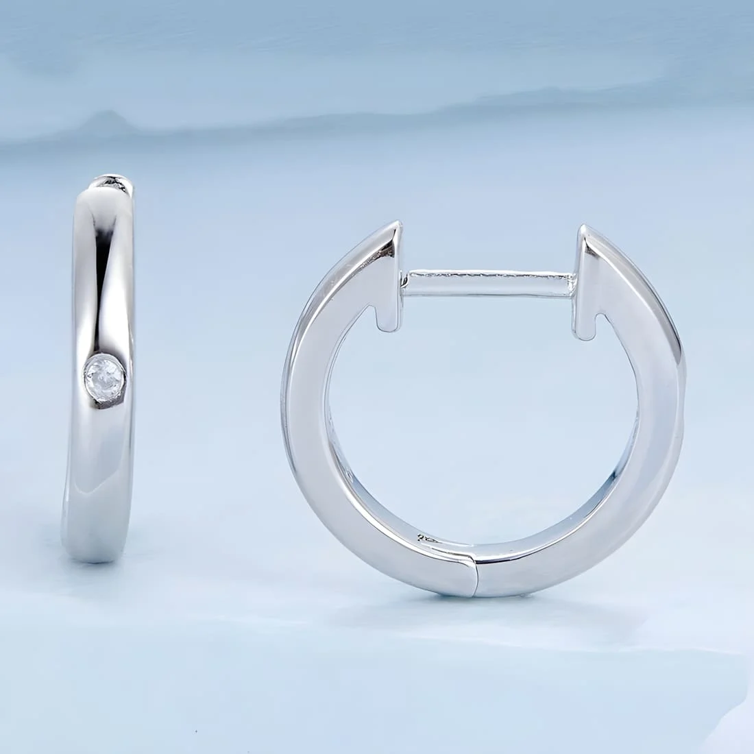 Pendientes de Aro con Solitario <myexti><span>Plata de Ley 925, chapada en oro blanco, con circonitas</span></myexti> - Imagen 3