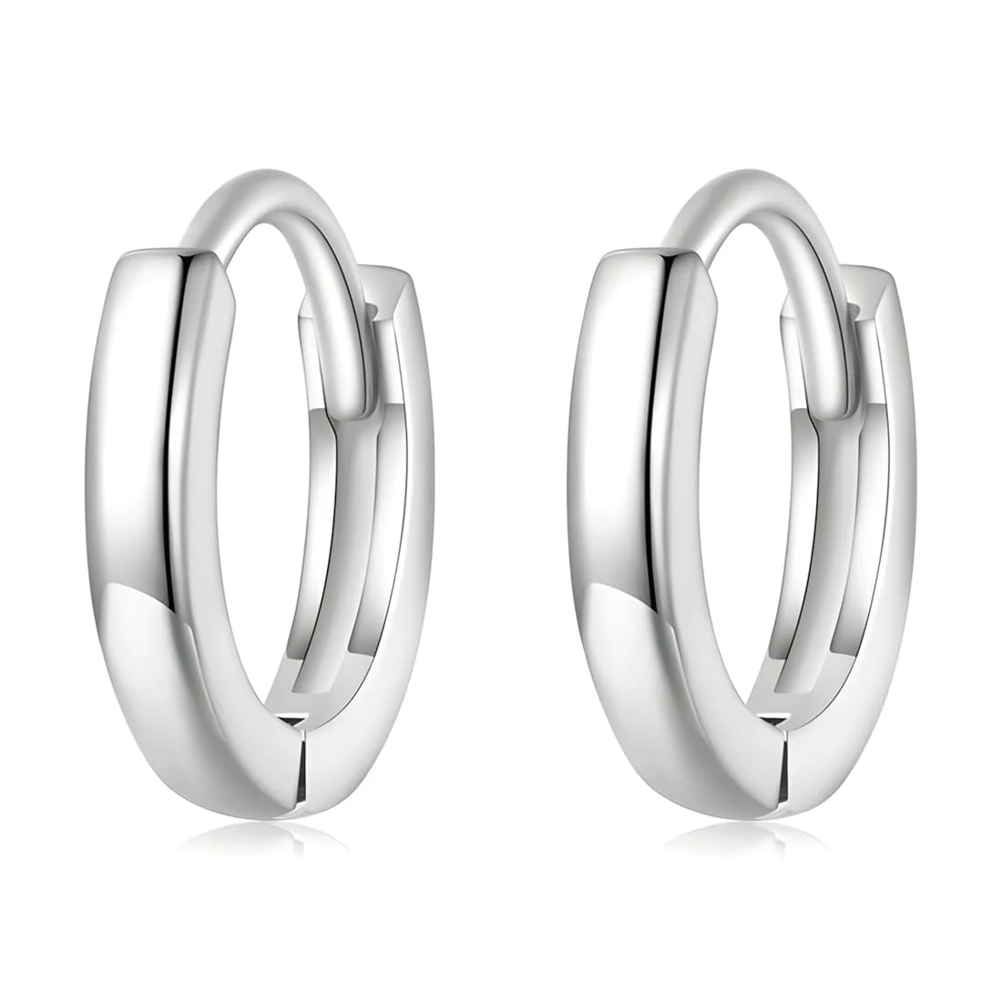 Pendientes de Aro Liso <myexti><span>Plata de Ley 925, chapada en oro blanco</span></myexti>