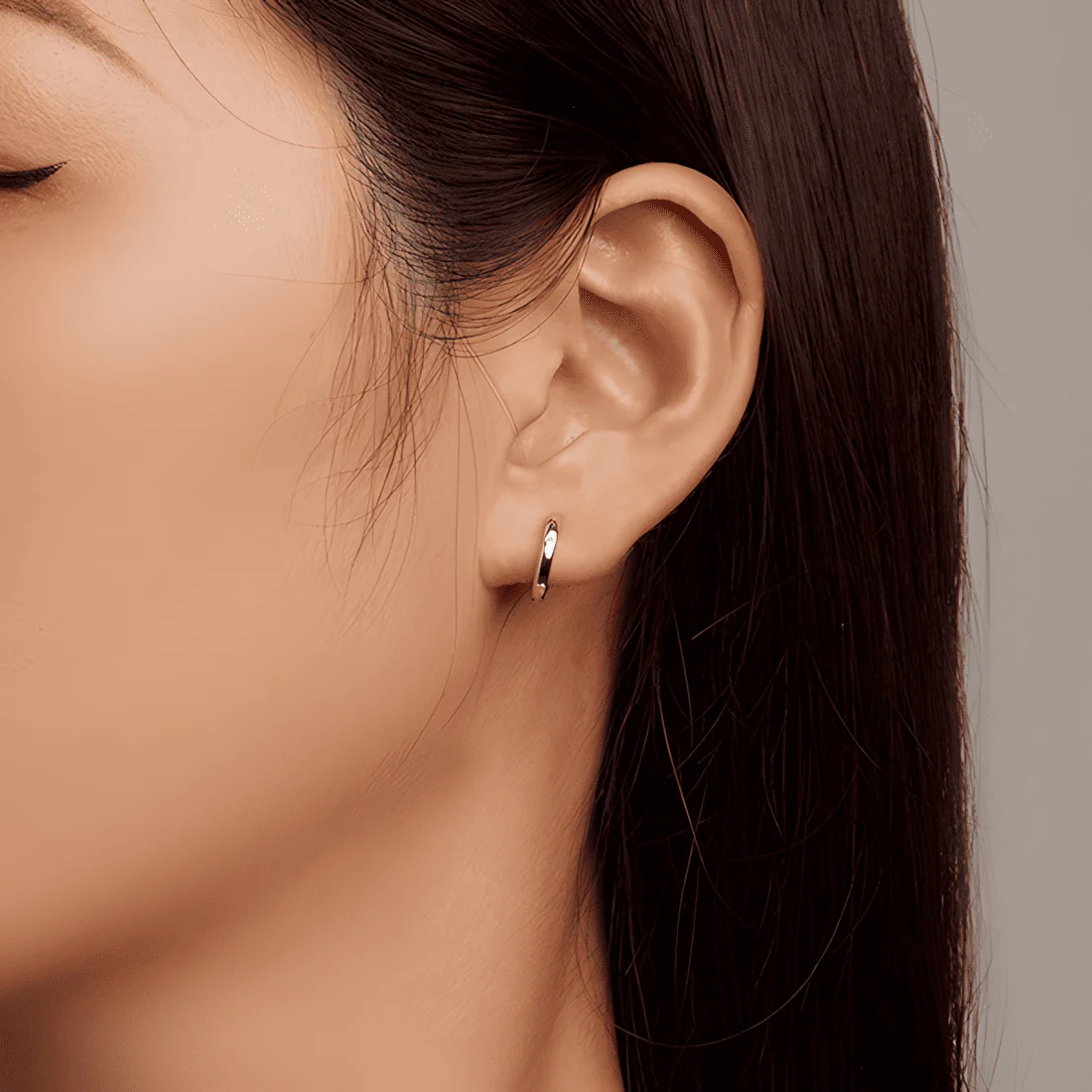 Pendientes de Aro Liso <myexti><span>Plata de Ley 925, chapada en oro blanco</span></myexti> - Imagen 2