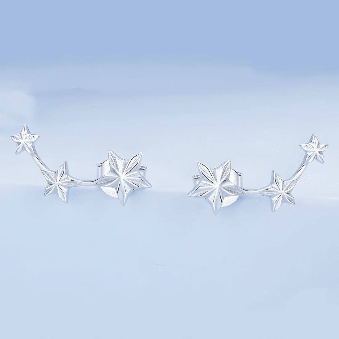 Pendientes de Botón Estrellas <myexti><span>Plata de Ley 925, chapada en oro blanco</span></myexti> - Imagen 3